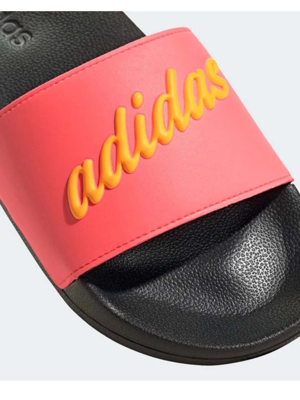 adidas Women’s Coral Pink Slide Sandals with Black Footbed - Picture 6 of 6